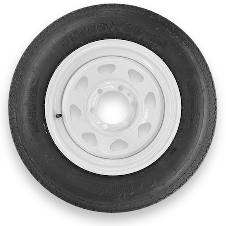Rubbermaster - Steel Master Rubbermaster F78-15 ST205/75D15 6 Ply Highway Rib Tire and 6 on 5.5 Eight Spoke Wheel Assembly 599296